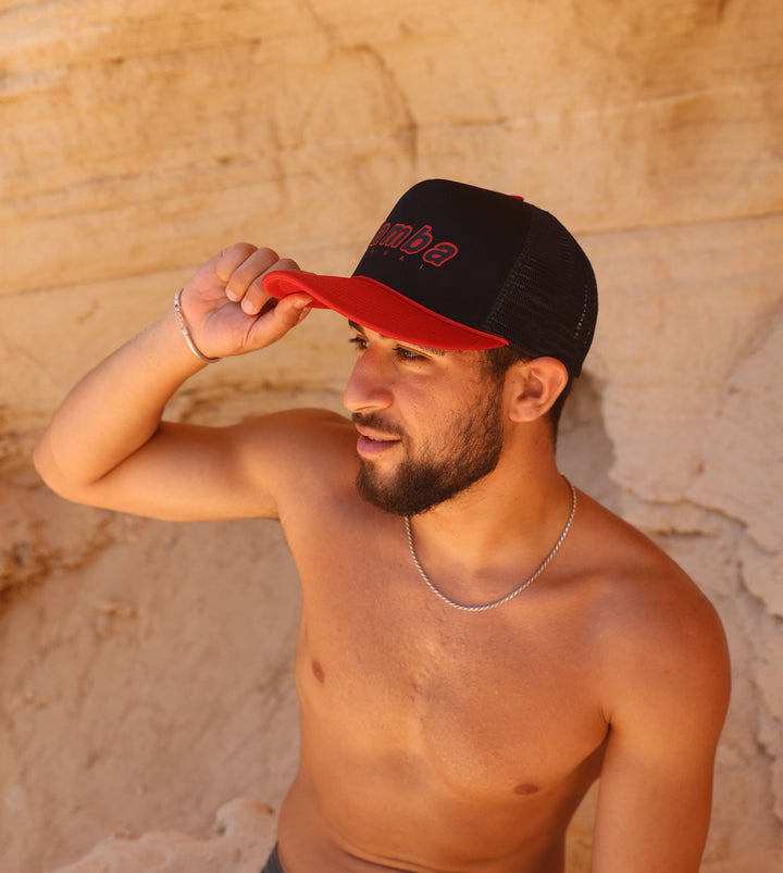 Kauai Trucker Hat - Black/Red