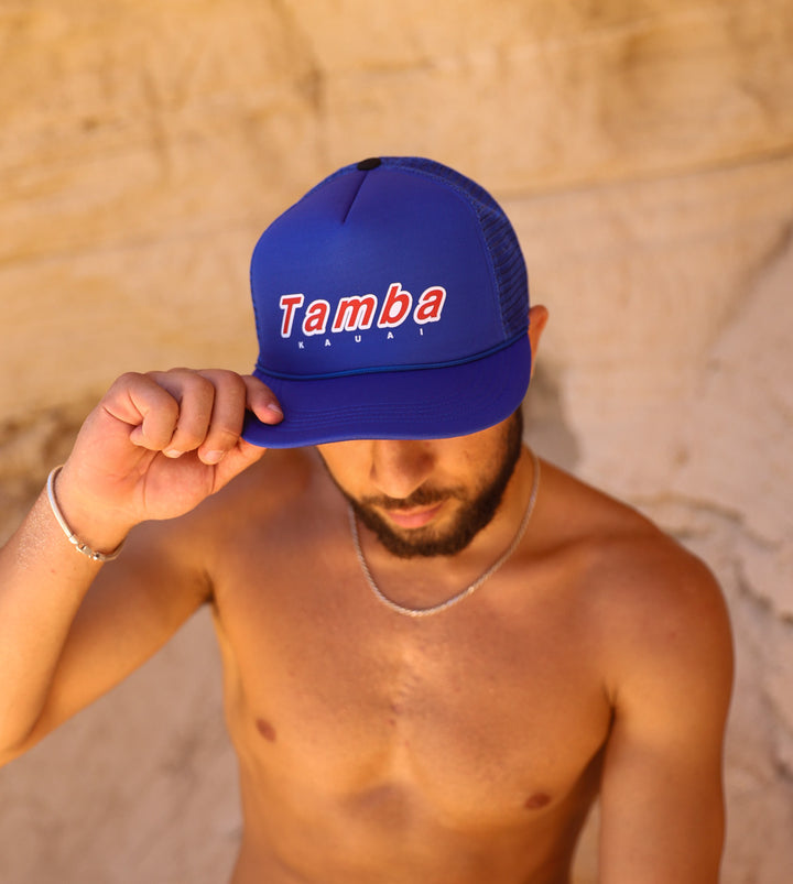 Kauai Trucker Hat - Blue/Red