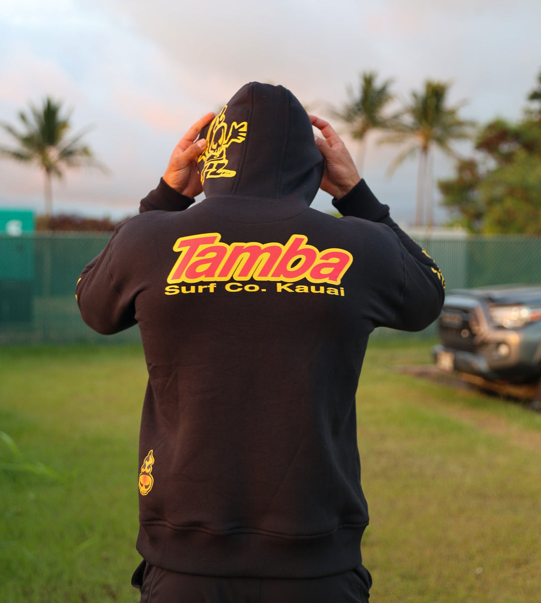 Surf Co Kauai Pullover Hoodie - Black Yellow/Red