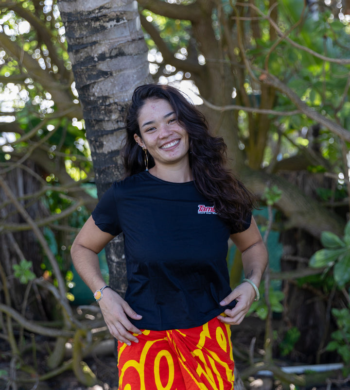 Surf Co Kauai Womens Short Sleeve Shirt - Black/White/Red