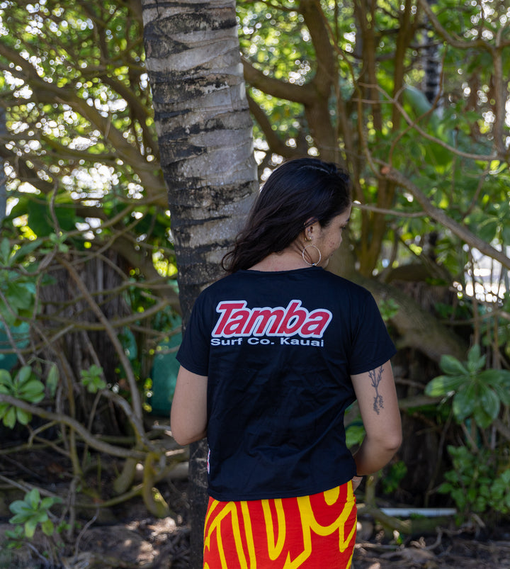 Surf Co Kauai Womens Short Sleeve Shirt - Black/White/Red