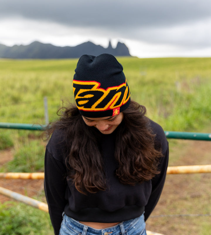 Knit Beanie - Classic Black/Red/Yellow