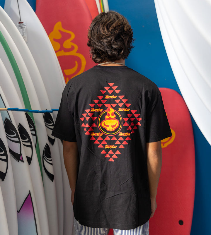 Tribal Warriorhead Short Sleeve Shirt - Black