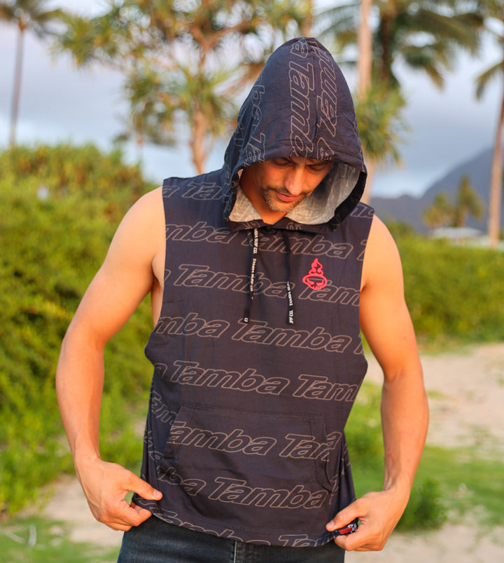 Thinline Repeat Tank Hoodie - Black/Gray