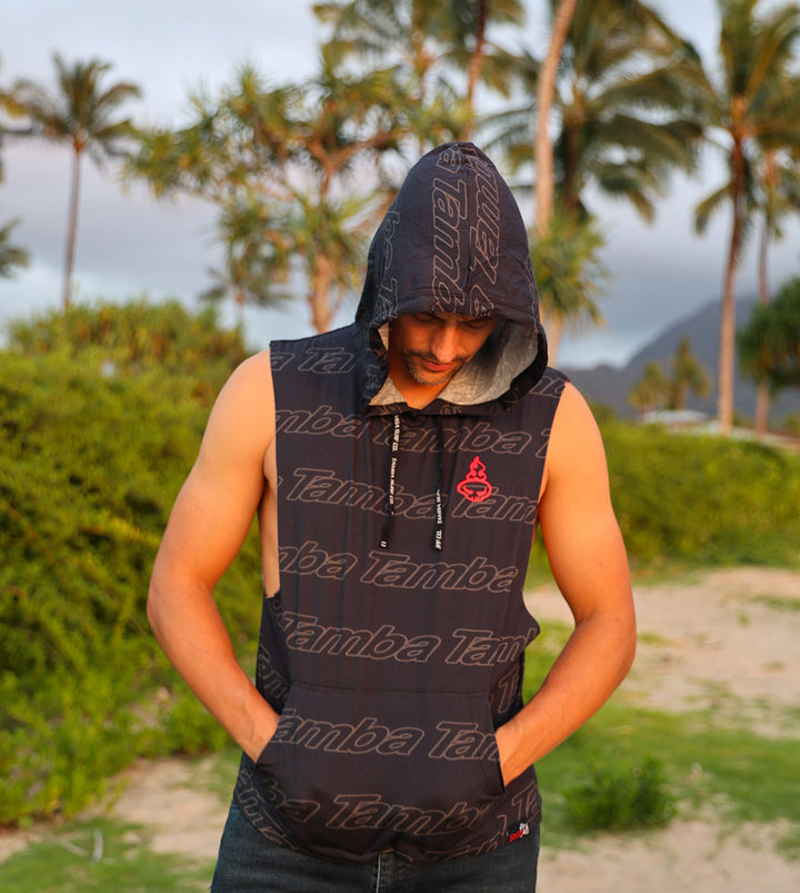 Thinline Repeat Tank Hoodie - Black/Gray