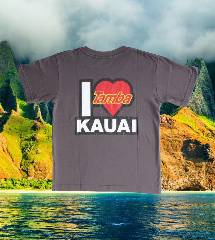 I Heart Kauai YOUTH Short Sleeve Shirt - Dark Grey