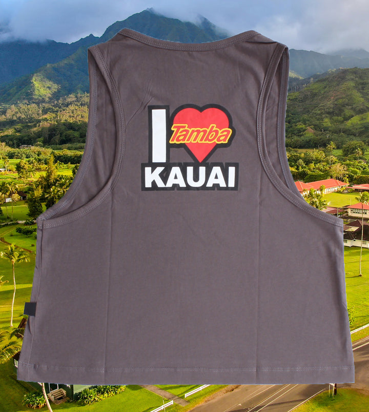 I Heart Kaua'i Womens Tank Top Shirt - Dark Grey