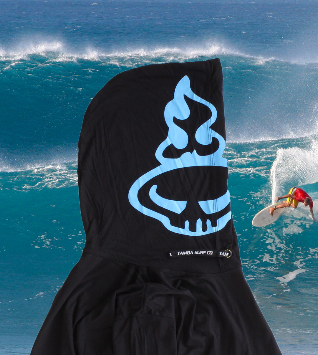 Surf Co Kauai Womens Long Sleeve Crop Hooded Shirt - Black/Blue/Red