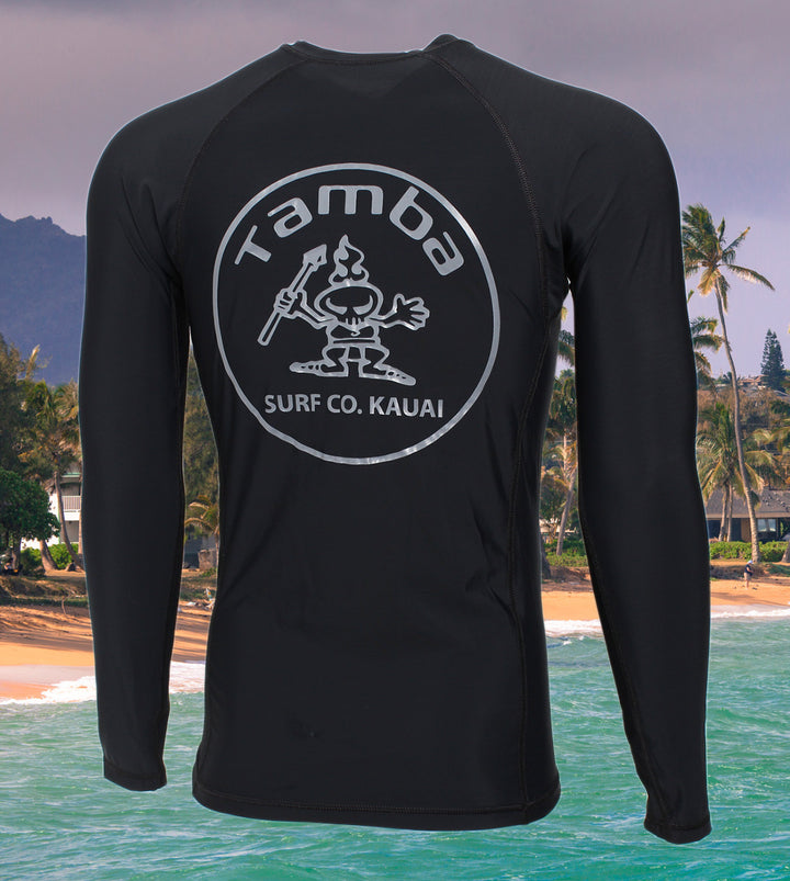 Stamp Rash Guard Long Sleeve Shirt - Black