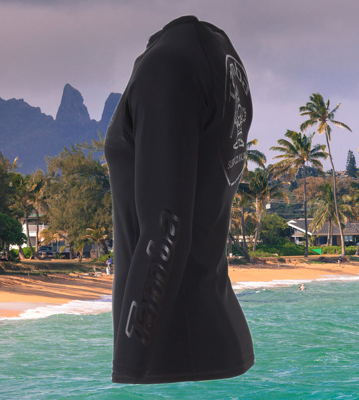 Stamp Rash Guard Long Sleeve Shirt - Black