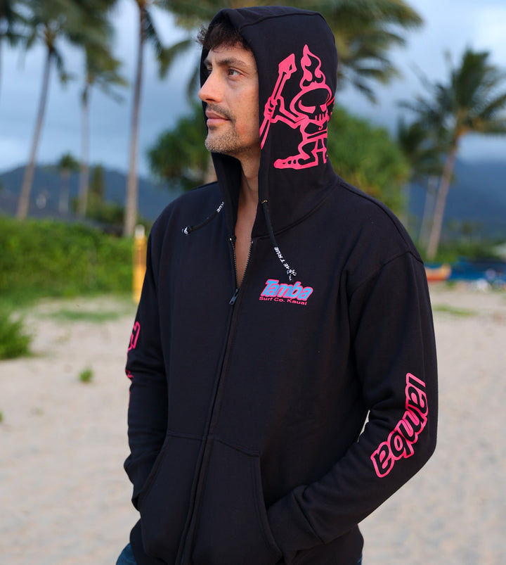 Surf Co Kauai Zip-Up Hoodie - Black Pink/Blue