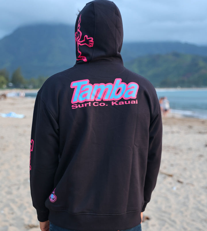 Surf Co Kauai Zip-Up Hoodie - Black Pink/Blue