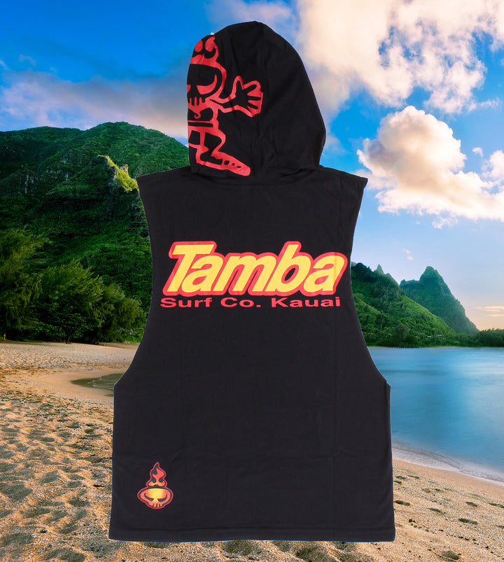 Surf Co Kauai Tank Hoodie - Black Red/Yellow