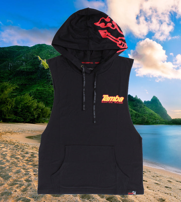 Surf Co Kauai Tank Hoodie - Black Red/Yellow