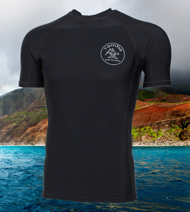 Stamp Rash Guard Short Sleeve Shirt - Black