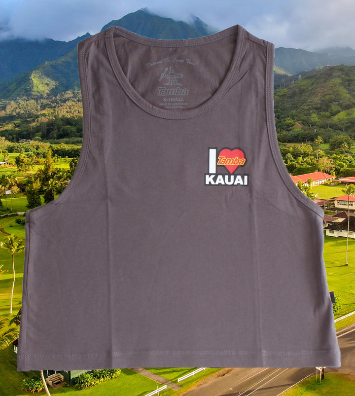 I Heart Kaua'i Womens Tank Top Shirt - Dark Grey