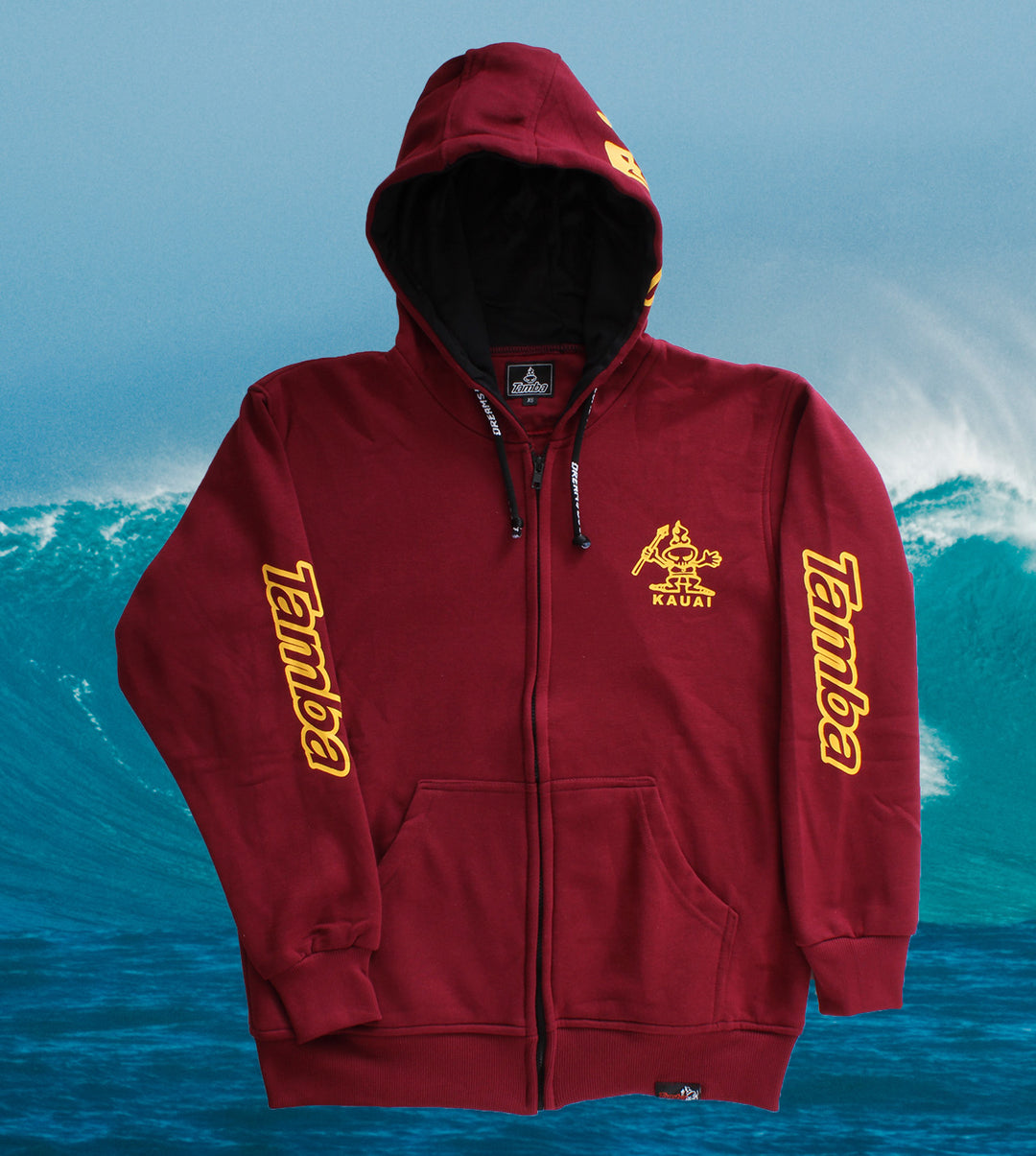 Kaua'i Warrior Zip-Up Hoodie - Dark Red