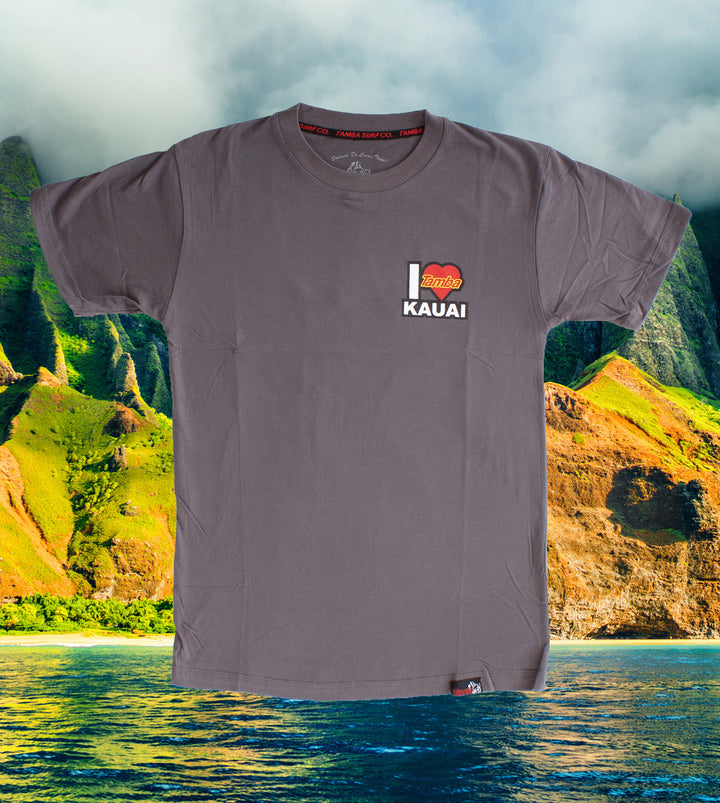 I Heart Kauai Short Sleeve Shirt - Dark Grey