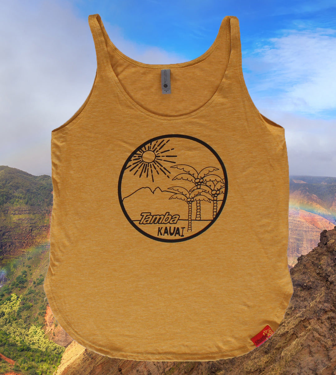 Round Sunrise Womens Festival Tank Top Shirt - Antique Gold