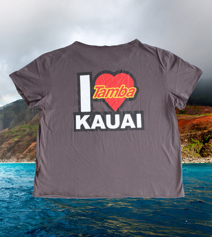 I Heart Kauai Womens Short Sleeve Shirt - Dark Grey