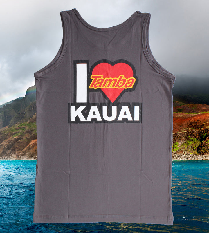 I Heart Kauai Tank Top Shirt - Dark Grey