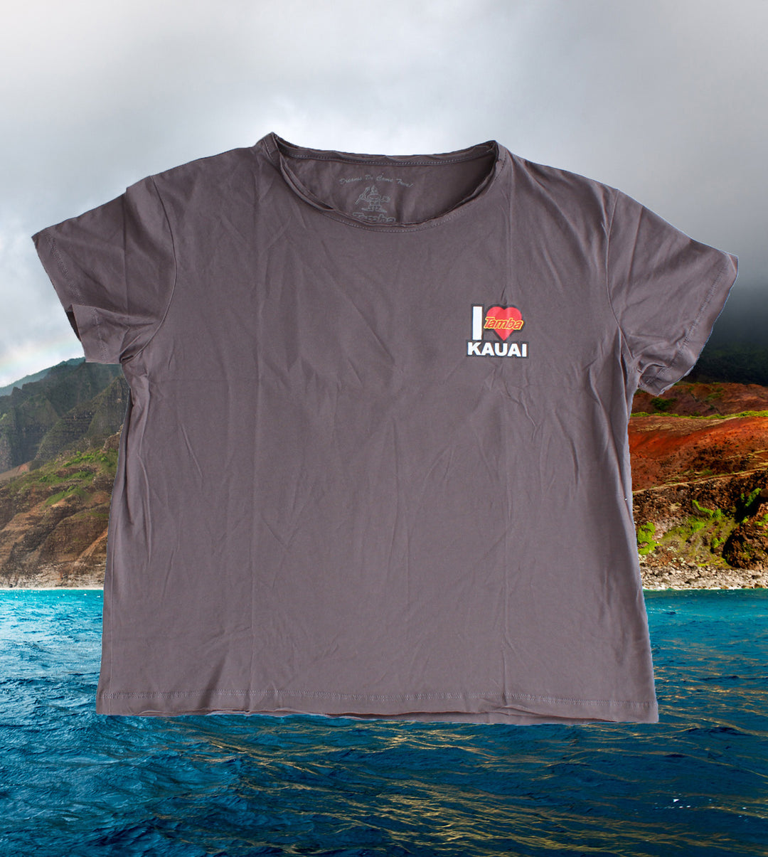 I Heart Kauai Womens Short Sleeve Shirt - Dark Grey