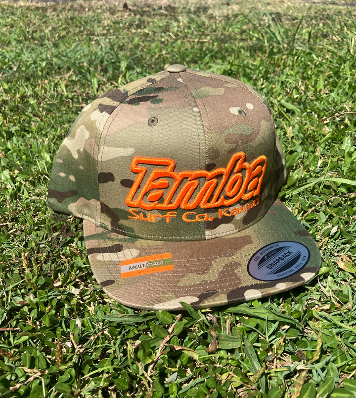 Multicam Camo Premium Snapback Hat - Light/Orange