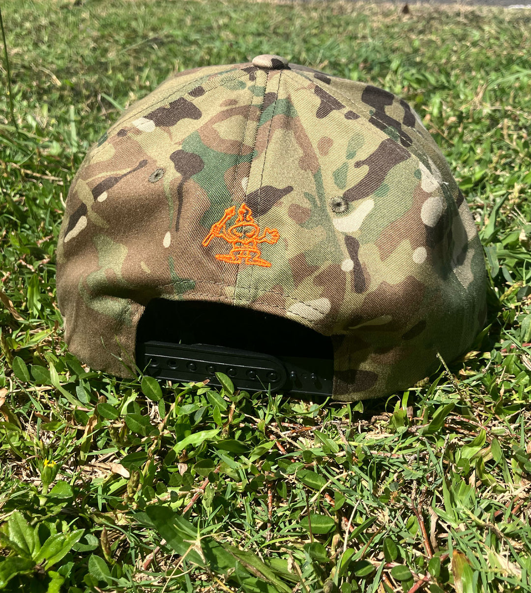 Multicam Camo Premium Snapback Hat - Light/Orange