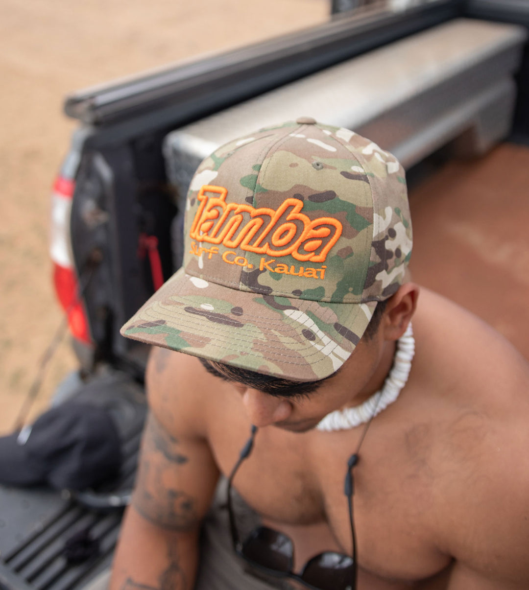 Multicam Camo Premium Snapback Hat - Light/Orange