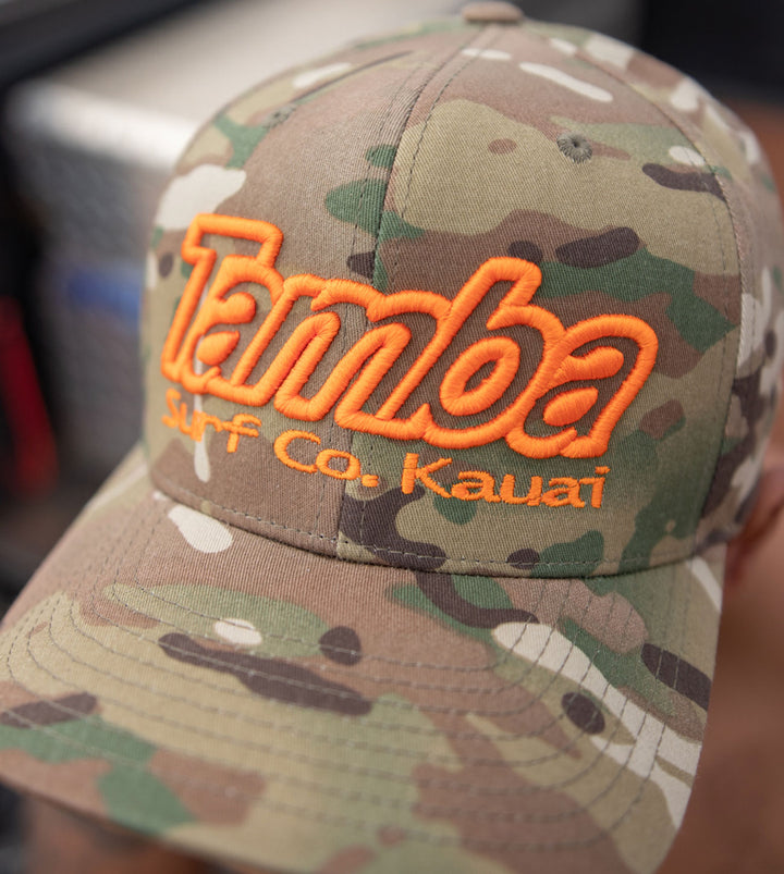 Multicam Camo Premium Snapback Hat - Light/Orange