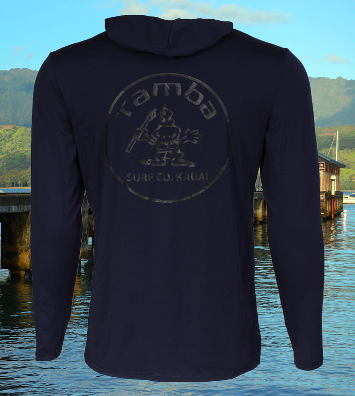 Stamp UV Long Sleeve Hoodie Shirt - Navy