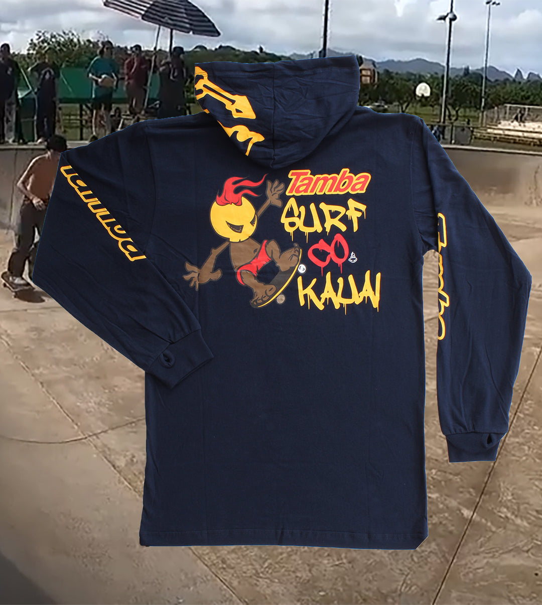 Skate Warrior Long Sleeve Hooded Shirt - Navy