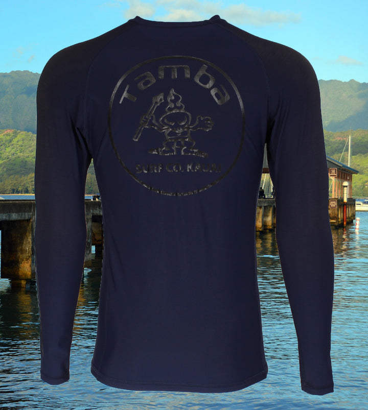 Stamp Rash Guard Long Sleeve Shirt - Navy