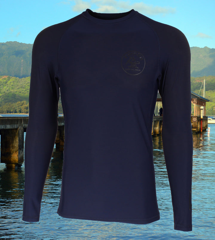 Stamp Rash Guard Long Sleeve Shirt - Navy