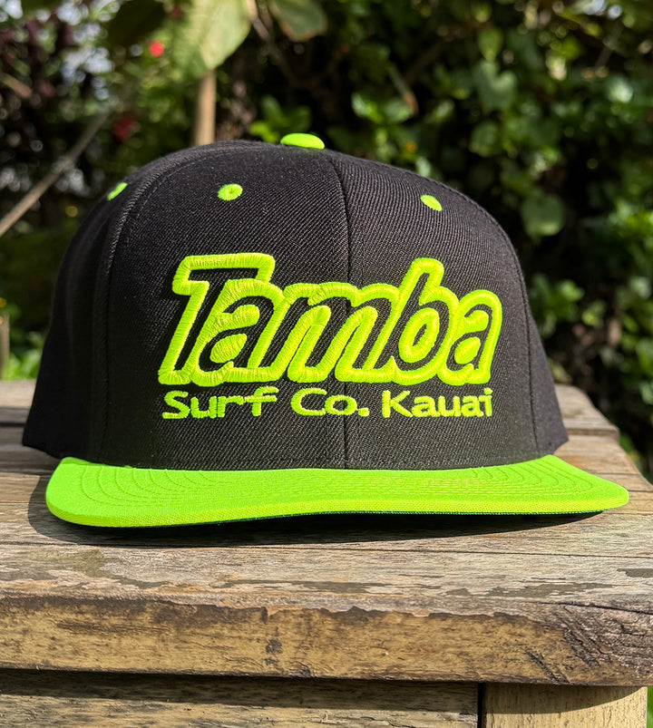 Classic Surf Co 3D Snapback Hat - Black/Neon