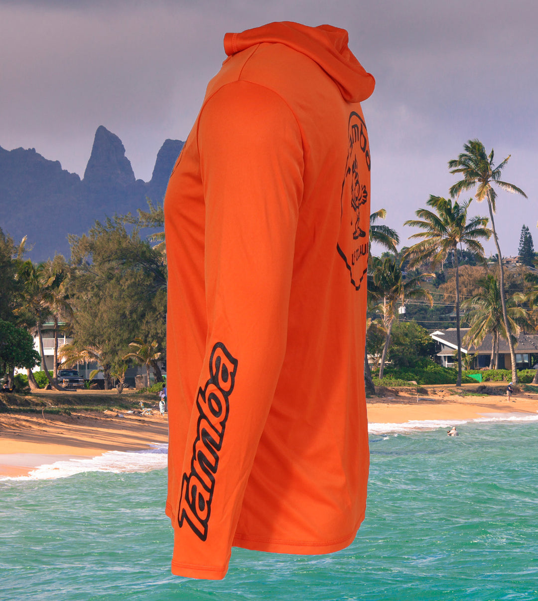 Stamp UV Long Sleeve Hoodie Shirt - Orange