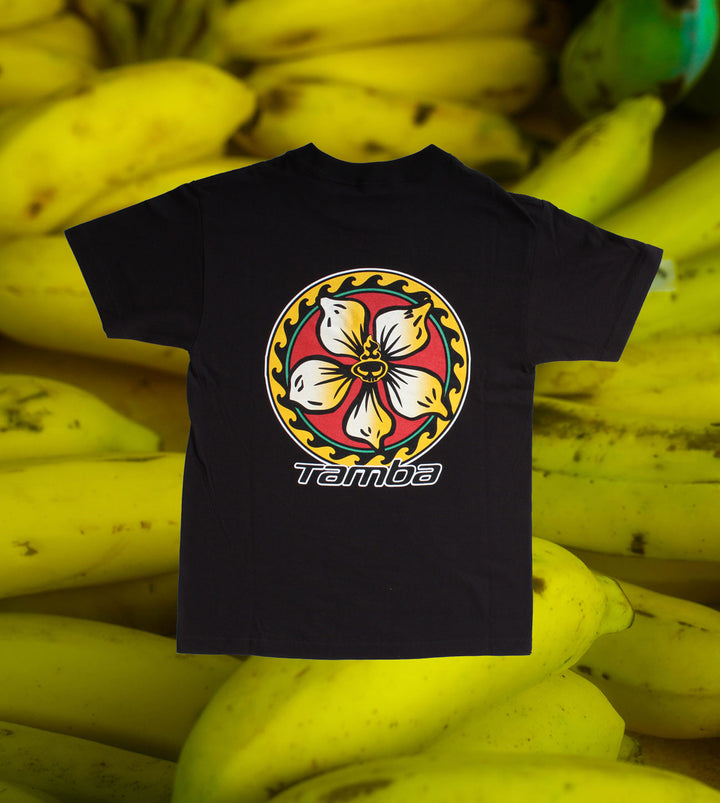 Rasta Plumeria Short Sleeve Shirt - Black